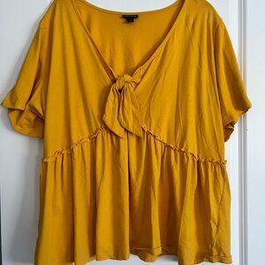 torrid | Jersey V-Neck Relaxed Tie Front | Gold | 2